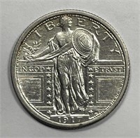 1917 Standing Liberty Silver Quarter TY 1 AU det
