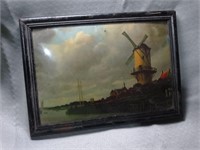 Vintage Dutch Windmill Framed 5x7 Domed Glass