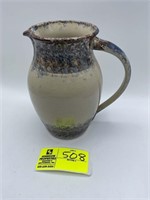 MORGAN POTTERY BLUE AND CREAM IN COLOR PITCHER 5IN