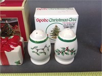 2 Spode Christmas Tree Salt & Pepper Shaker Sets