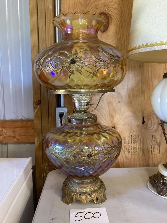 Vintage Hurricane Lamp-26 tall, app 11" across