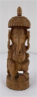 Carved India Wood Ganesh Figure