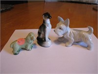 3 Vintage Porcelain Dog Figurines