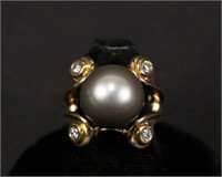 14kt Grey Tahitian Pearl Diamond Ring