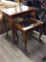 Pair Wood Nesting Side Tables