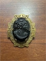 Vintage black cameo pin