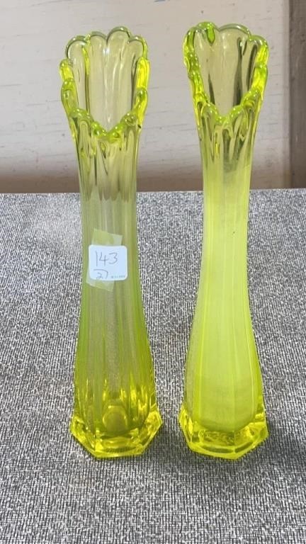 Two Vaseline Vases