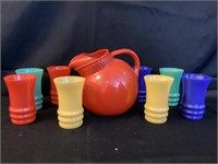 Anchor hocking Colored tumblers and pitcher