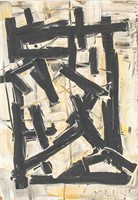 Franz Kline American Abstract Mixed Media on Board
