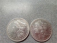 X2 1890O and 1897O Morgan silver dollars coins