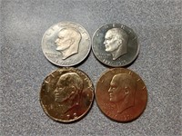 4 Ike dollars, mixed dates, impaired proof and