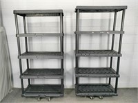 2x The Bid 5 Tier Plastic Storage Shelving Units