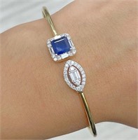 1.50 CT Sapphire Diamond Bangle Bracelet 14 kt