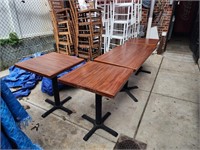 WOOD DINING TABLES - 1 FOUR SEAT & 3 TWO SEAT