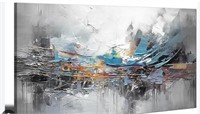 Blue Abstract Wall Art Canvas 20x40