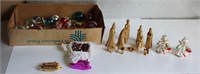 Pecan Wood Nativity & Vintage Christmas Items