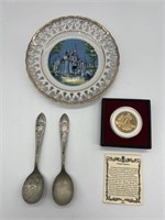 Disney Spoons, Plate & Pirates Treasure Coin (4)