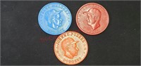 3 Armour baseball coins tokens. 1959 red Mickey