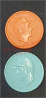 1955 Armour baseball coin token, Allie Reynolds -