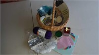 Basket of miscellaneous craft supplies