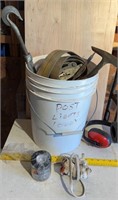 Bucket of misc tools and more