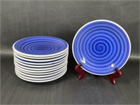 Set of Twelve Crate and Barrel Swirl Plates