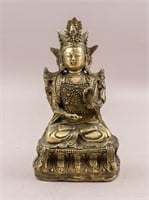 Chinese Gilt Bronze Carved Buddha Sculpture