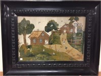 Early farm scene embroidered