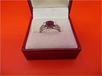 Red Gemstone .925 Ring Size 8