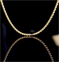 9ct Rose gold rope chain link necklace