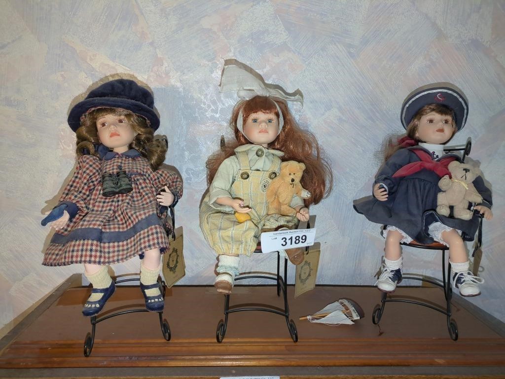 3 vintage porcelain dolls "Yesterday's Child"
