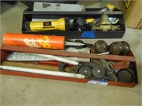 2 tool trays w/ misc. items