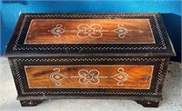 Mother Of Pearl Inlay Chest Vintage Wooden Chest