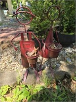 Pair of red metal planters