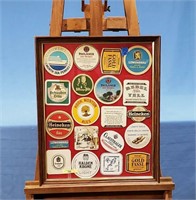Framed Collection of Bar Coasters 22 x 18