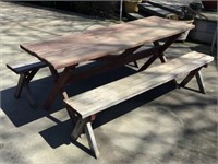 Wooden Picnic Table & Benches