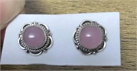 E2) sterling silver ? and gemstone ? stud