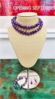Genuine Amethyst Sterling Silver Jewels / Necklace