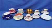 9 Vintage Saucers, 8 Cups (different sizes &