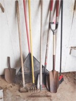 Shovel, square shovel, leaf rake, garden rake,