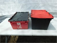 2 flip-lid storage containers.