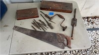 Antique tools, Drill, Tap & Die, & hand saw