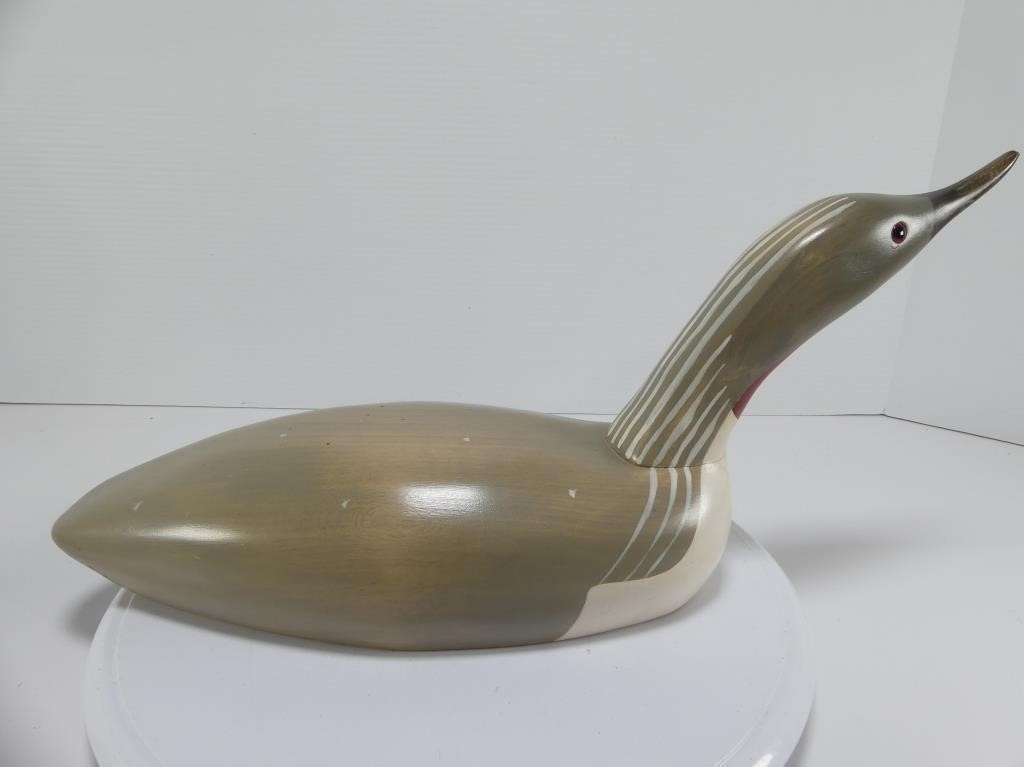 JIM HARKNESS WOOD CARVED RED THROATED LOON