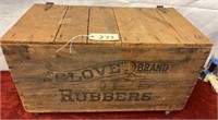 Glove Brand Rubbers Wood Advertising Box on Caster