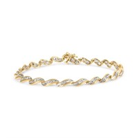 10K Gold Baguette Diamond Spiral Bracelet