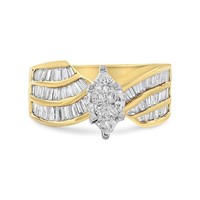 14K Gold Diamond Marquise Bypass Ring