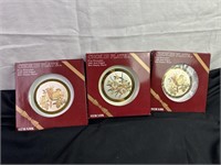 3PC Chokin Plates w/Display Stand 24K Gold Trim