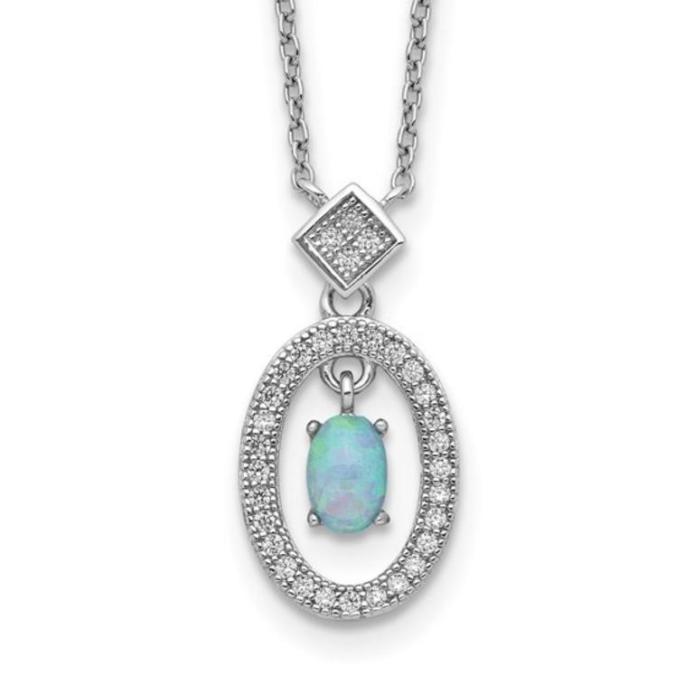 Sterling Silver Lab Created Opal Necklace