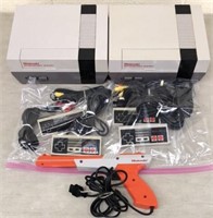 2 NES gaming consoles, controllers, cords