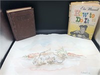 Original Watercolor & First Edition & Antique Book